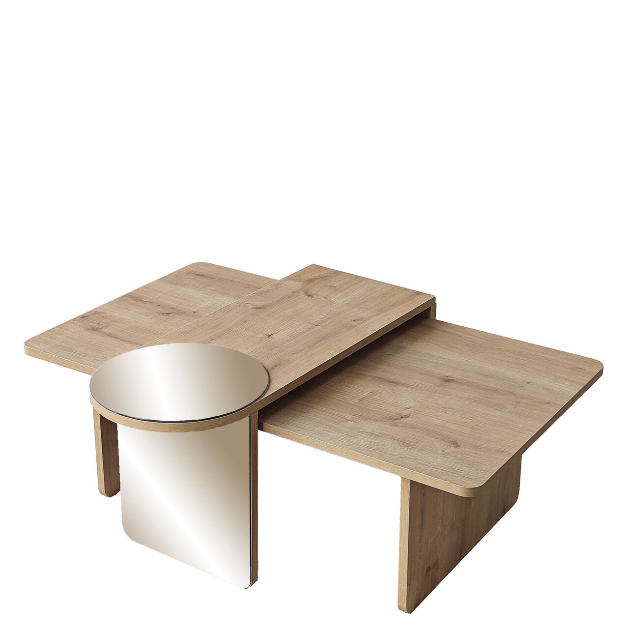 Set masute de cafea, Hanah Home, Luna 2, Bronz / Stejar Safir - imagine 9