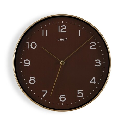 Ceas de perete Leslie, Versa, 30.5 cm, plastic, auriu/maro