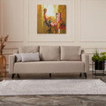 Canapea extensibila 3 locuri PWF-0592, Pakketo, 230x90x74 cm, policoton/lemn de fag, crem