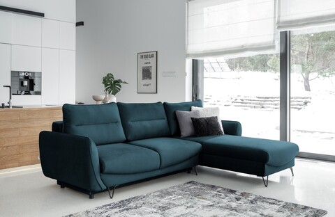 Coltar extensibil dreapta 3 locuri ELTAP, RT-40NU, Silva, 276x201x100 cm, lemn/poliester, albastru