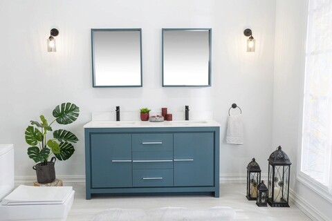 Set mobilier de baie (3 piese), jussara, superior 60, albastru
