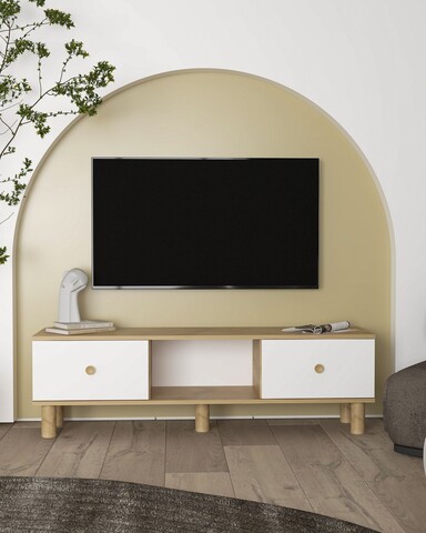 Comoda TV, Olivia, Mono, Stejar Safir / Alb