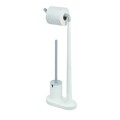Suport hartie igienica si perie de toaleta Cade, iDesign, 23x13.5x64 cm, alb/gri