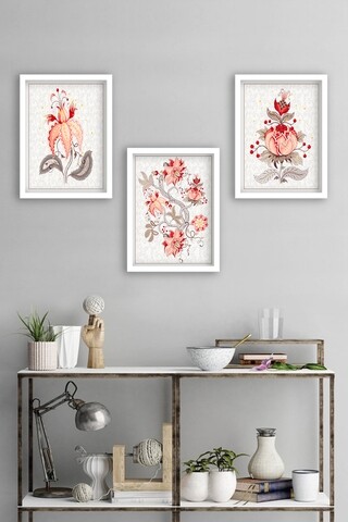 Set 3 tablouri decorative Flower-200, Tablo center, 34×44 cm, MDF, multicolor mezoni.ro