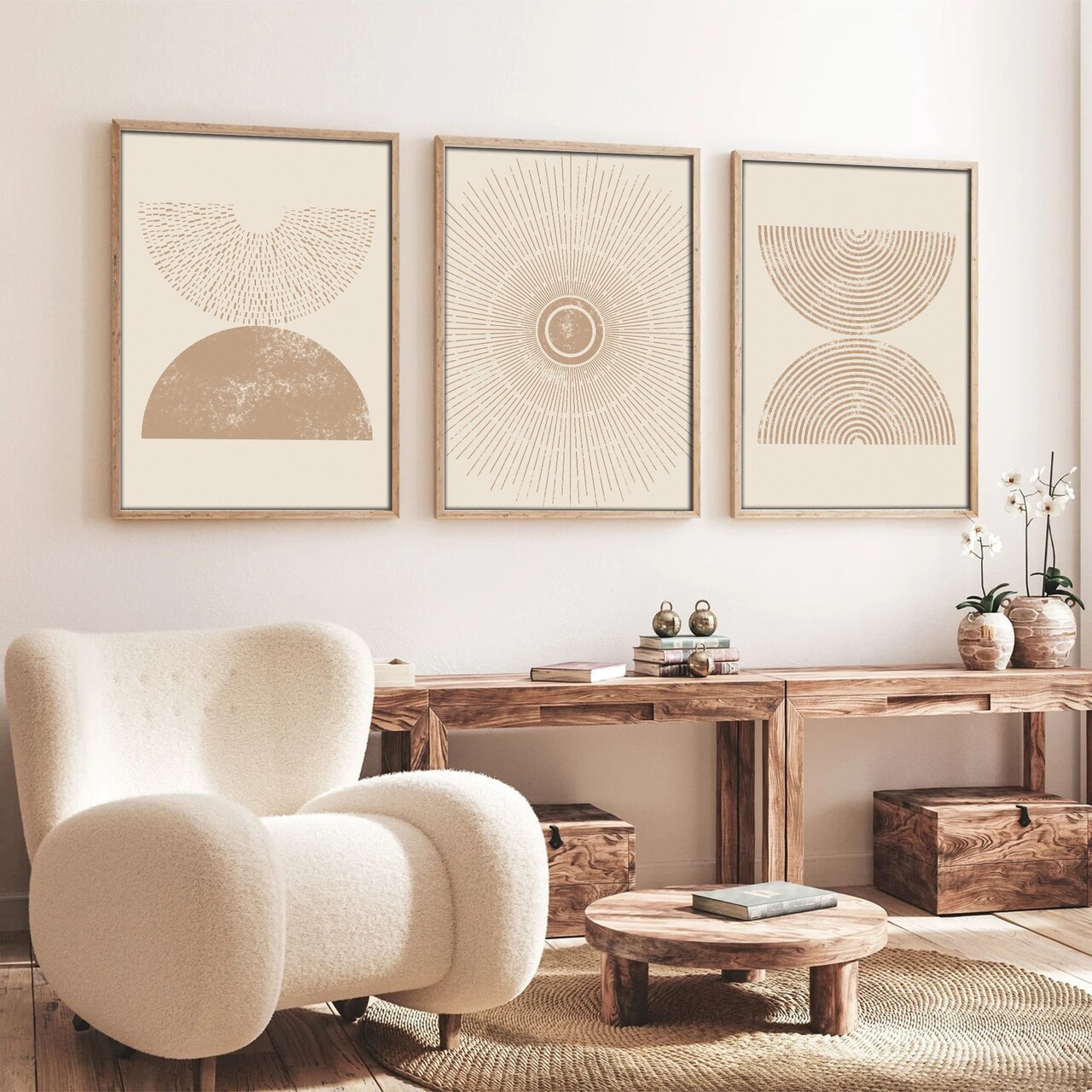 Set 3 tablouri decorative Huhu258 Cadru: 100% LEMN MASIV (Grosime: 2 cm) Multicolor