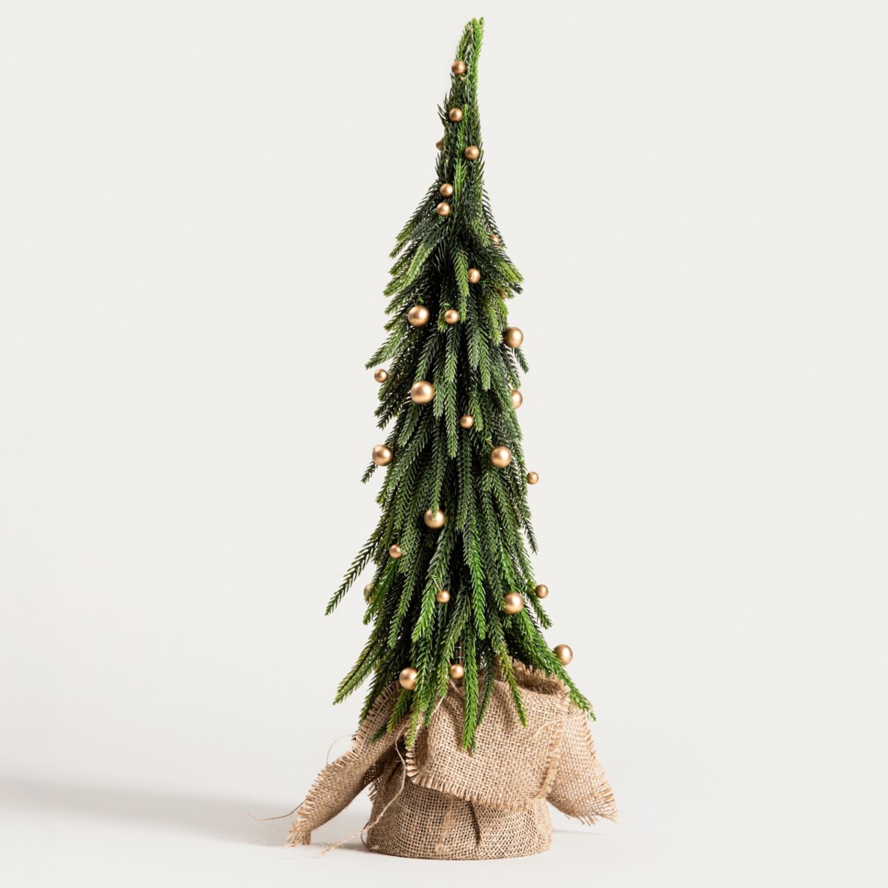 Brad artificial Bombs, Homla, 55 cm, plastic, verde/auriu