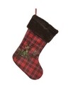 Decoratiune Stocking w Deer face left, Decoris, 28x44 cm, poliester, rosu/maro