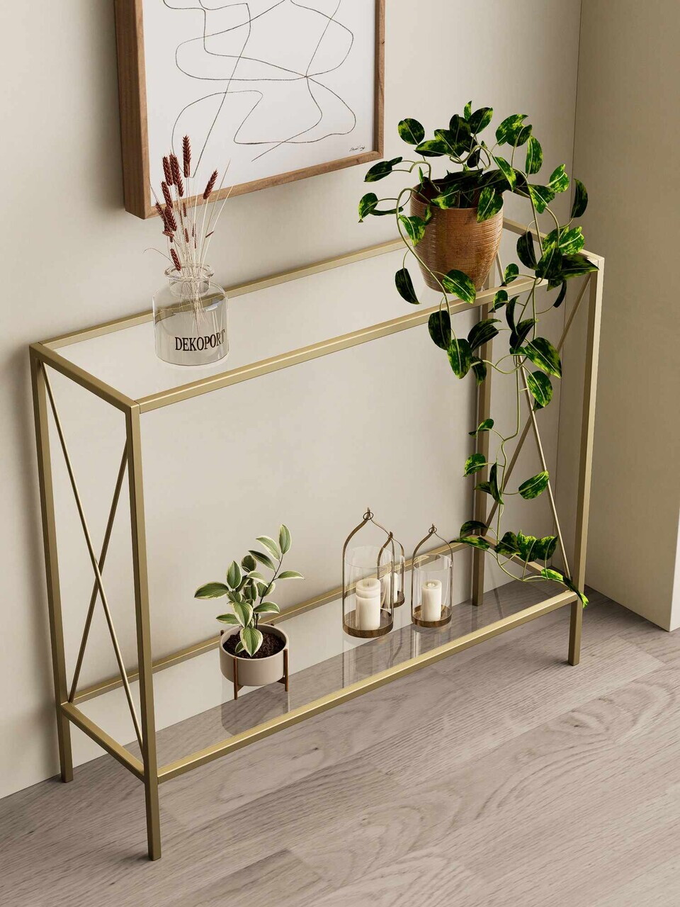 Bufet, Hanah Home, Florya, 80x85x30 cm, Auriu — imaginea 2