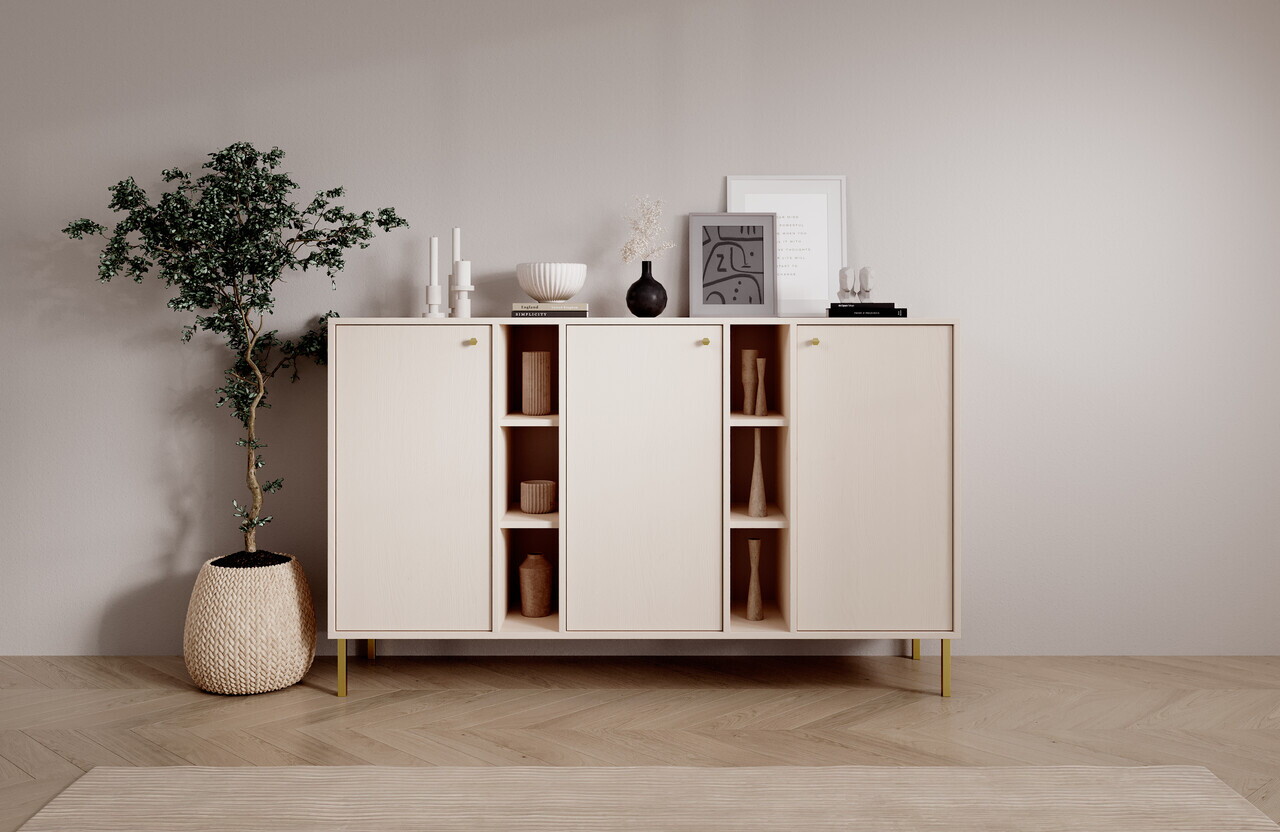Comoda ADRK, Tili 3D 6P, 157.7x40.8x95 cm, PAL laminat, bej