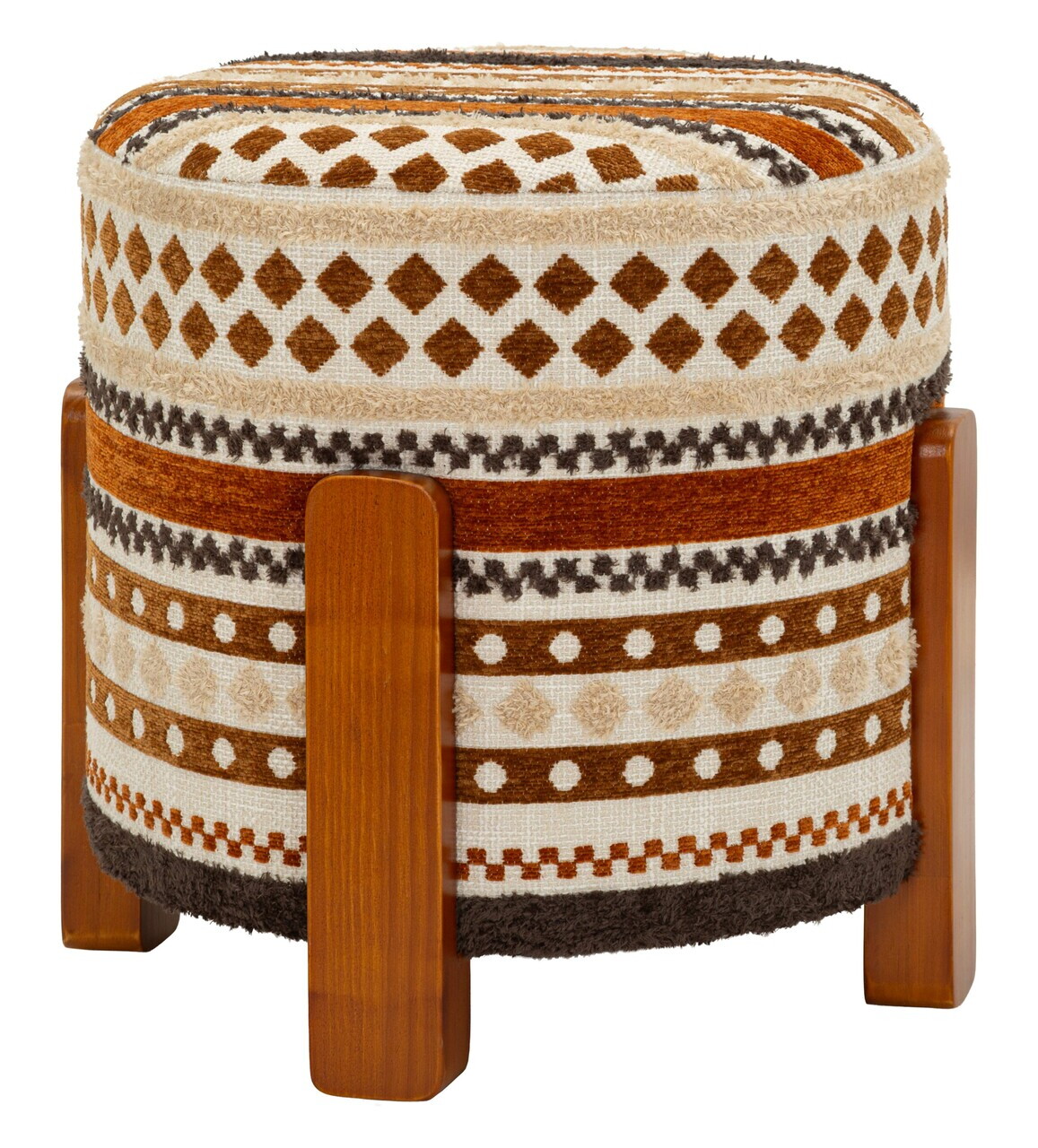 Taburet, Mauro Ferretti, Ethnic, 42x40 cm, poliester/lemn masiv, multicolor — imaginea 7