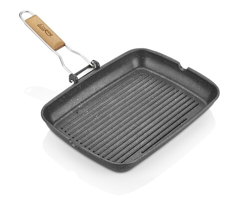 Tigaie grilll cu maner detasabil, Cooking by Heinner, 35 x 25 x 4.5 cm, aluminiu turnat cu invelis non-stick 4.5