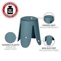 Taburet pentru baie Comiso, Wenko, 44.5x46 cm, plastic/poliuretan, albastru petrol