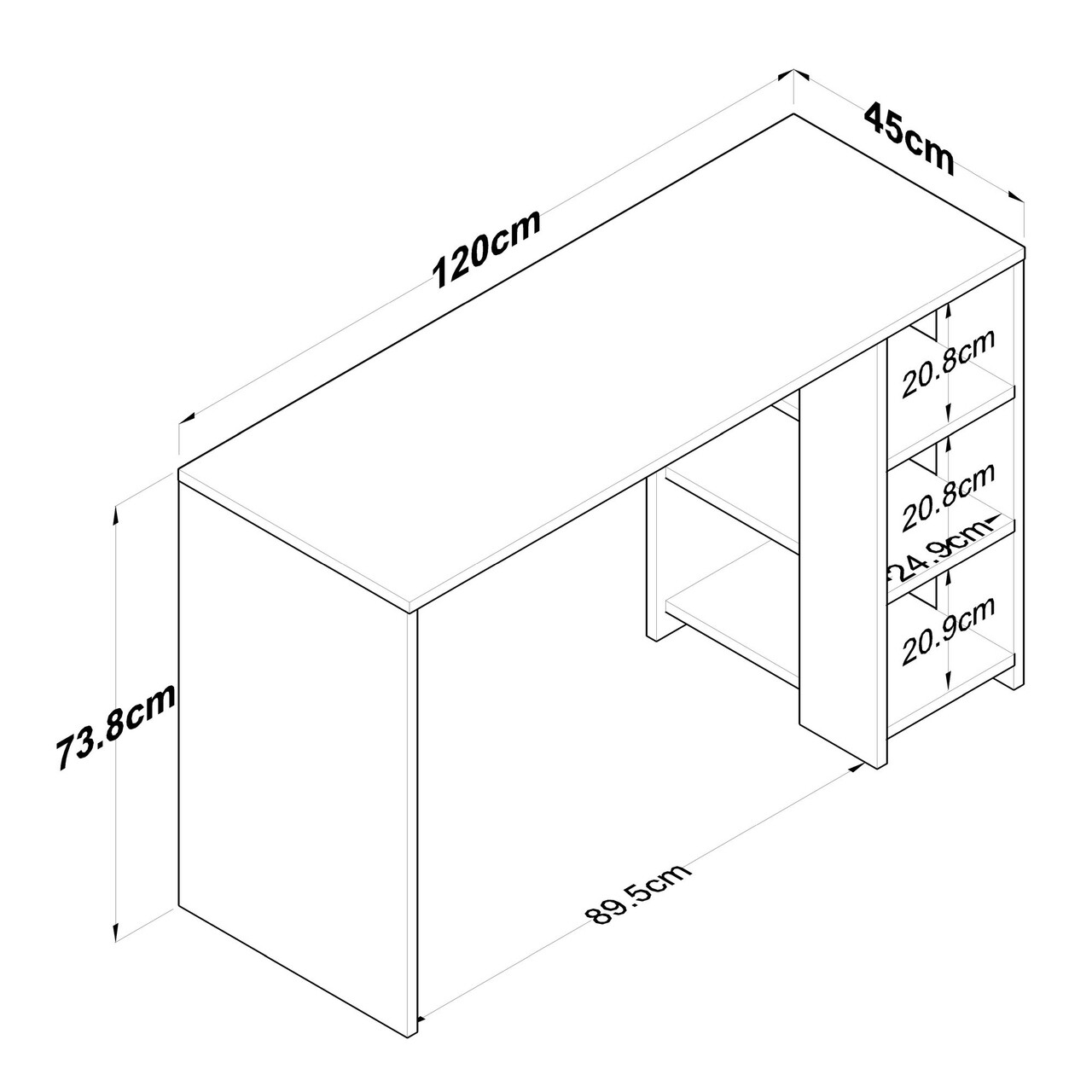 Birou, Rani, HA108, 120x73.8x45 cm, PAL, Nuc / Antracit