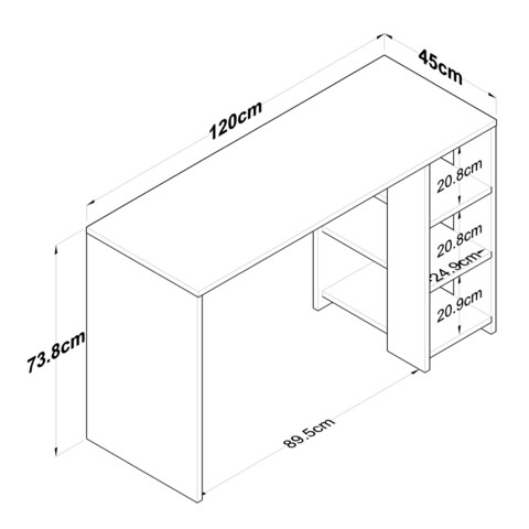 Birou, Rani, HA108, 120x73.8x45 cm, PAL, Nuc / Antracit