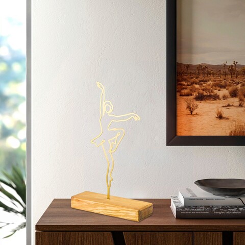 Decoratiune, Ballerina, 20x40x4 cm, Metal, Auriu