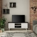 Comoda TV, Homitis, Trap Tv - White, Antracite, 33x122x49 cm