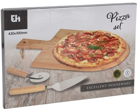 Set tocatot si cutit pentru pizza, 43x30x1.5 cm, bambus