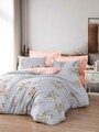 Lenjerie de pat dubla, Vintage - Ice Blue, EnLora Home, 65% bumbac/35% poliester