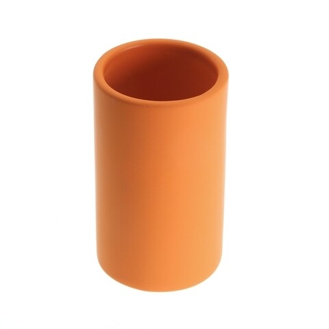 Suport periute si pasta de dinti alice, versa, Ø6.5x11 cm, ceramica, finisaj cauciucat, portocaliu