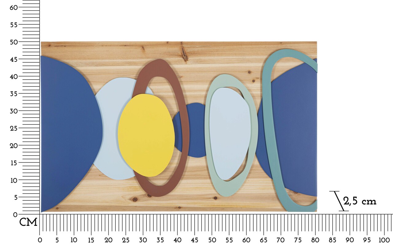 Decoratiune de perete Wood Color, Mauro Ferretti, 80x50 cm, fier/lemn de brad, multicolor - 1 | YEO