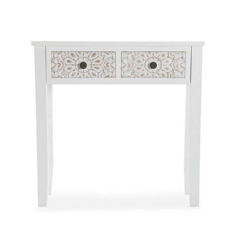 Comoda cu 2 sertare, versa, sisika, 25 x 78 x 78 cm, mdf, alb/bej