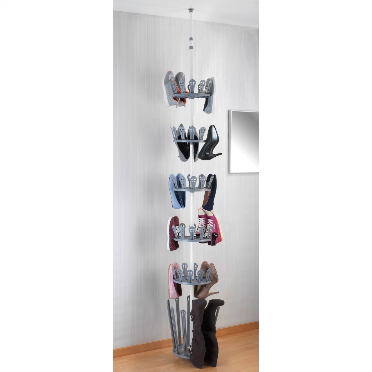 Suport pentru incaltaminte Wenko Achilles, 36 perechi, 100 cm, metal/polipropilena/ABS, gri - 2 | YEO