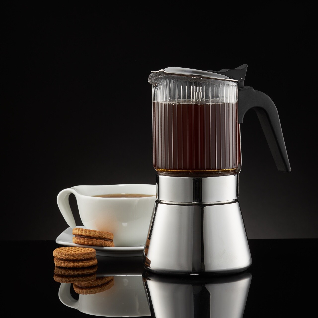 Cafetiera filtru Curly, Ambition, 240 ml, otel/sticla, argintiu/transparent - 2 | YEO