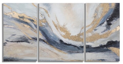 Set 3 tablouri decorative gaspons, mauro ferretti, 150x80 cm, canvas pictat manual, multicolor