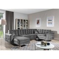 Coltar extensibil reversibil 5 locuri ELTAP, AsdU-60, Asgard, 326x202x93 cm, lemn/poliester, gri
