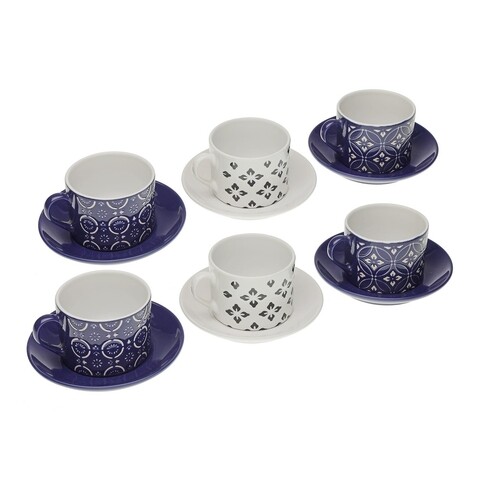 Set 6 cesti cu farfurie pentru ceai regina, versa, 9.2 x 8.6 x 6.4 cm, ceramica