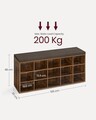 Bancheta cu pantofar Vasagle, 15 compartimente, 105x30x48 cm, max 200 kg, PAL, maro