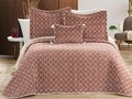 Set cuvertura de pat dubla 3 piese, Brillance - Dusty Rose, Dowry World, Catifea