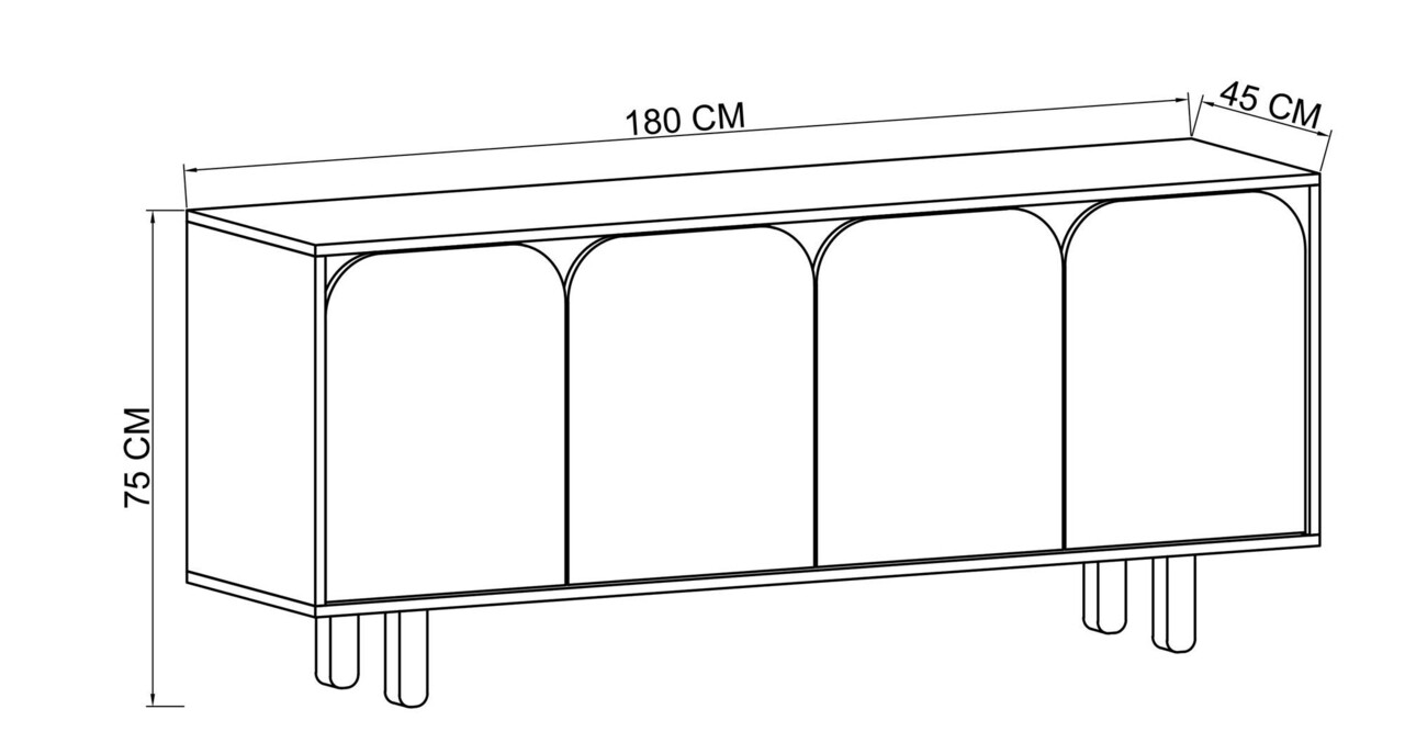 Consola, Hanah Home, Lazio Bohem 180, 180x75x45 cm, PAL, Alb