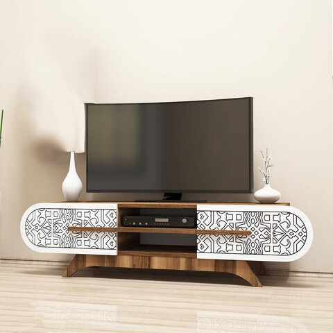 Comoda TV, Hommy Craft, Defne, 145x37x37 cm, PAL, Nuc/Alb