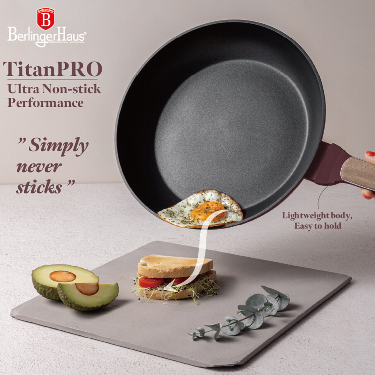Tigaie Berlinger Haus, Leonardo Nordic, 28 cm, 2.4 L, aluminiu forjat, visiniu mat - imagine 14
