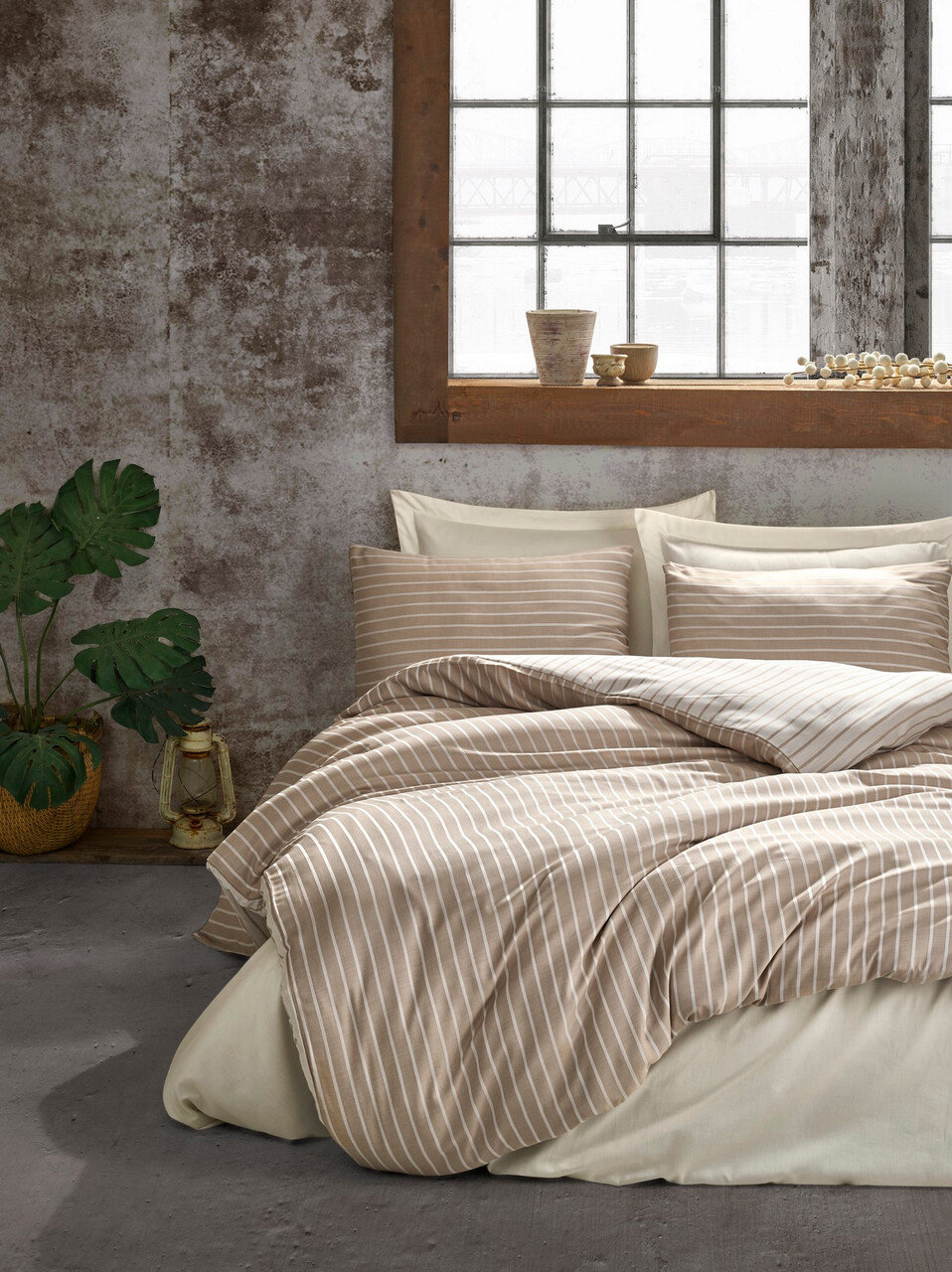 Set cuvertura matlasata dubla Bamboo, Bamboo - Mink, Cotton Box, 60% bumbac satinat/40% bambus