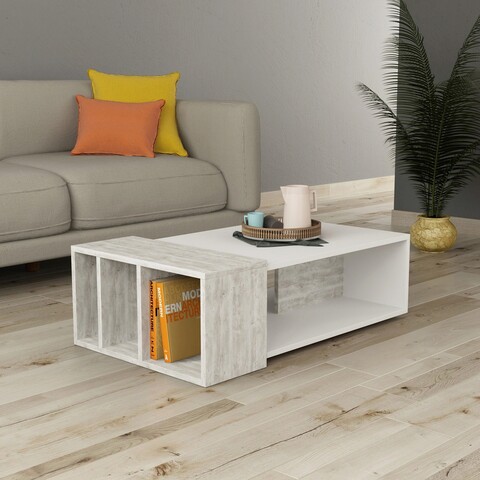 Masuta de cafea, decortie, anita, 102x32x60 cm, alb / alb antic