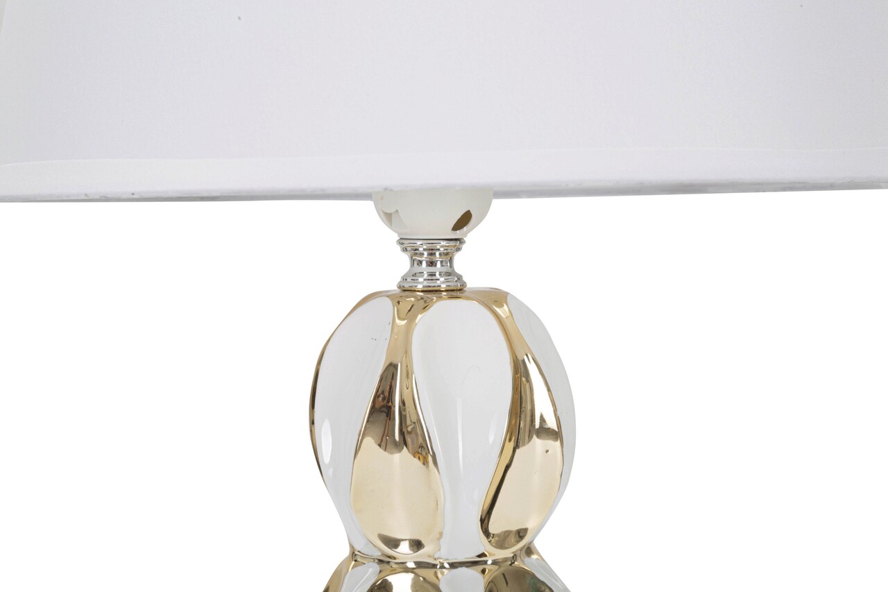 Lampa de masa, Glam Balls, Mauro Ferretti, 1 x E27, 40W, Ø28 x 46 cm, ceramica/fier/textil, alb/auriu - 1 | YEO