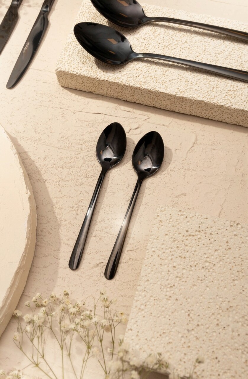 Set tacamuri 24 piese Lugano, Homla, inox 18/0, negru - imagine 14