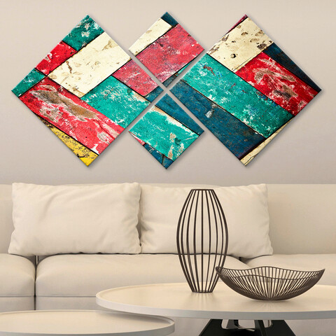 Set 4 tablouri decorative, 4MDF8987268, MDF, Imprimat UV, Multicolor Evans