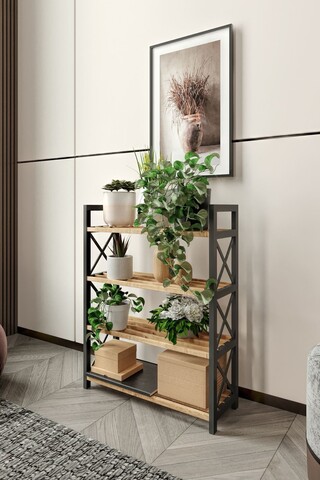 Raft universal, Hanah Home, Plastic Bathroom 4, 46x64x18 cm, 100% PLASTIC LEMN, Negru