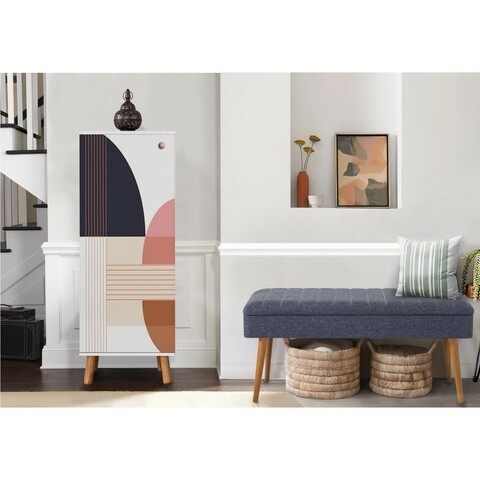 Set de mobilier pentru hol, Hanah Home, Vegas White, Alb/Albastru inchis