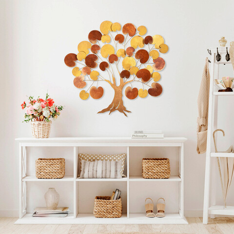 Decoratiune de perete, lime hazel 2, metal, dimensiune: 115 x 105 cm, multicolor