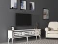 Comoda TV, Olivia, Karya, 180x44.6x29.6 cm, PAL , Alb / Argintiu