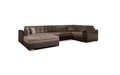 Coltar extensibil stanga 5 locuri ELTAP, Damario, 338x189x78 cm, lemn/poliester, maro deschis/maro inchis