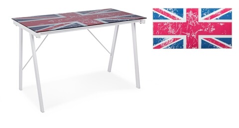 Birou Young British, Bizzotto, 113 x 58 x 73 cm, otel/sticla temperata