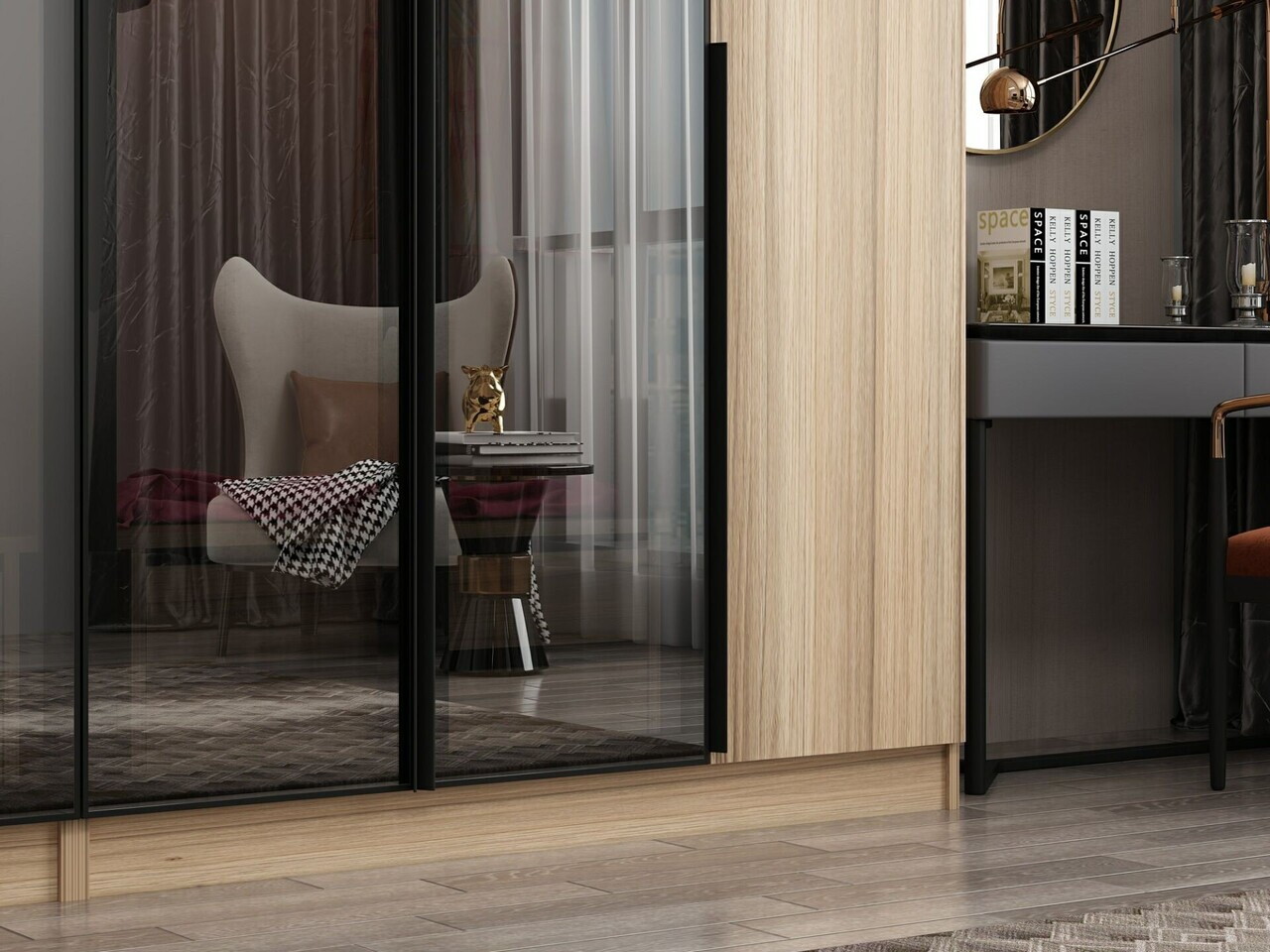 Dulap pentru haine, Hanah Home, Nisa, 270x210x52 cm, Dore — imaginea 5