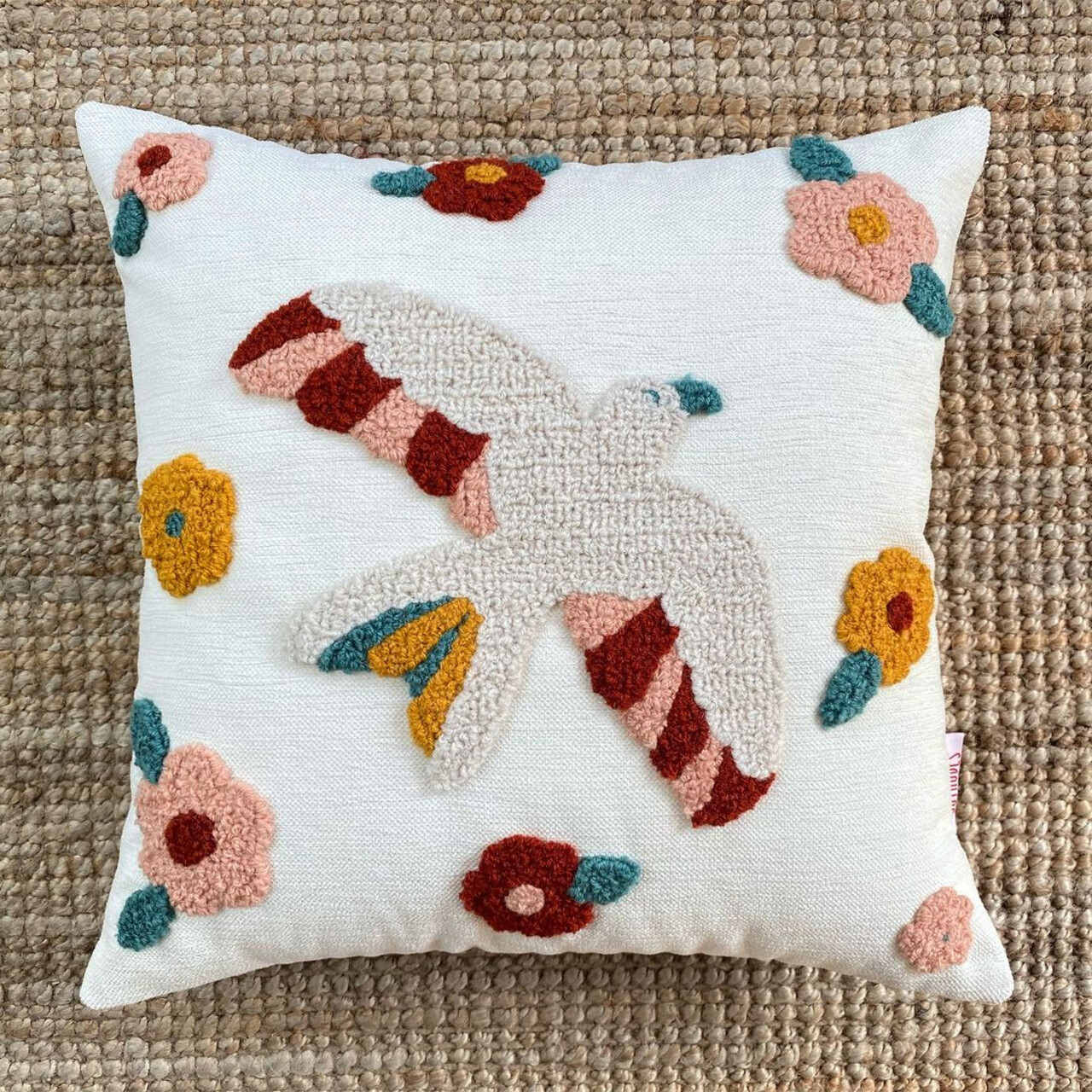 Husa de perna, Dove, 43x43 cm, Material: 20% in, 80% poliester, Roz / Roșu / Verde Azur - 2 | YEO