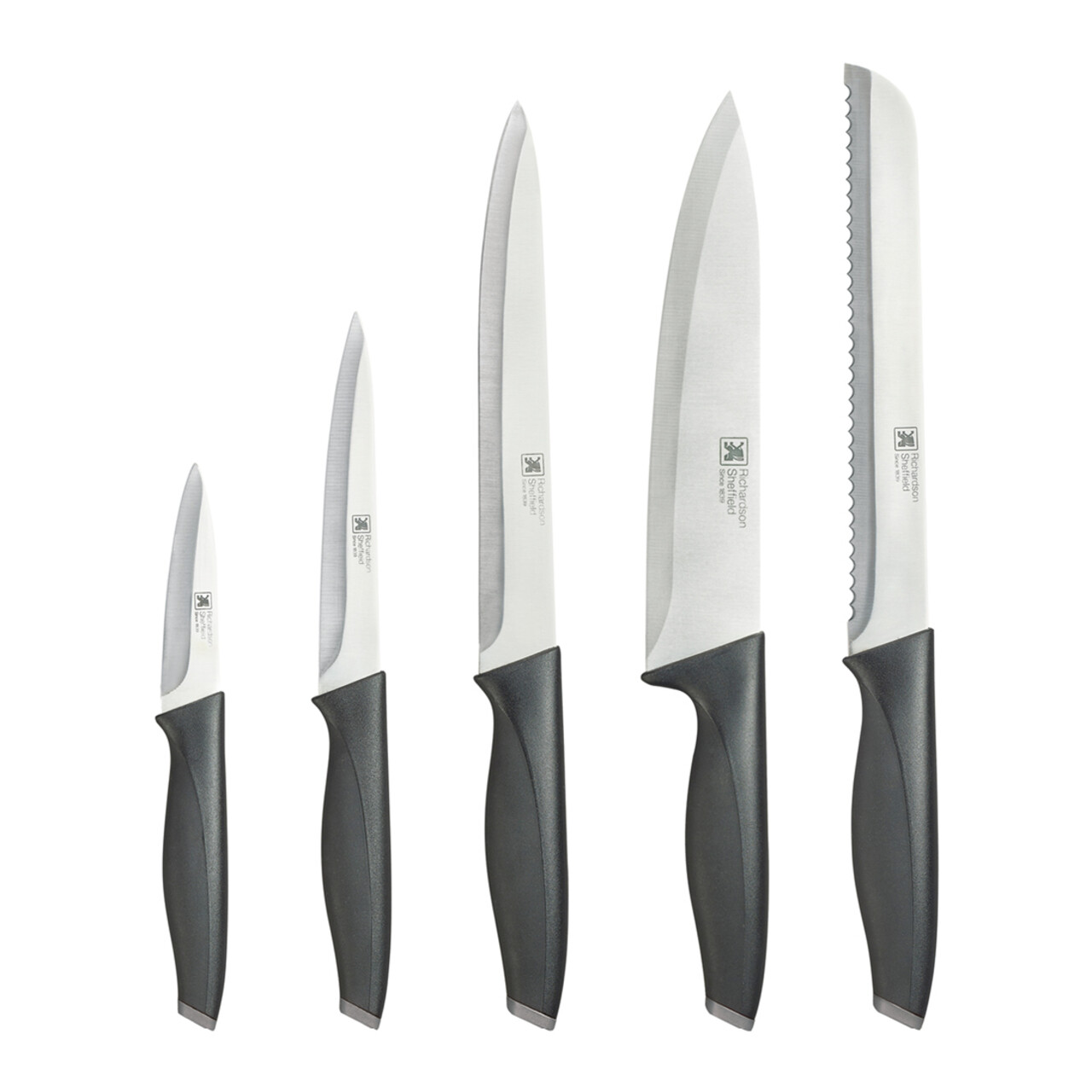 Set 5 cutite si suport magnetic Advantage, Richardson Sheffield, 9 cm/11 cm/20 cm, inox 13/0, negru — imaginea 5