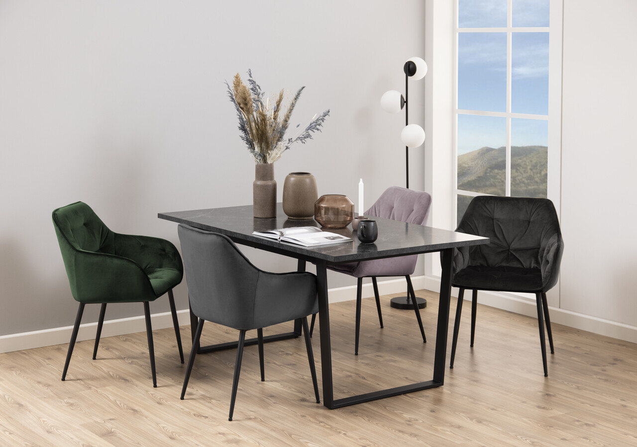 Scaun Brooke, Actona, 58x55x83 cm, catifea/otel, verde forest - view 5